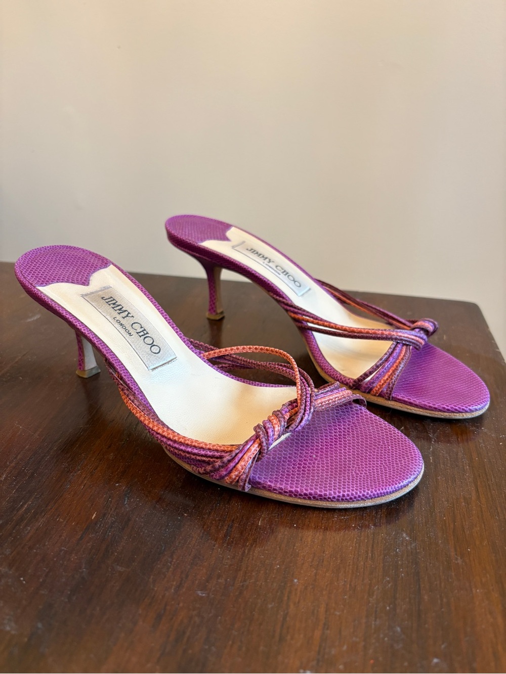 Jimmy Choo Vintage Purple Braided Strap Heeled Sandals - Picture 1 of 4